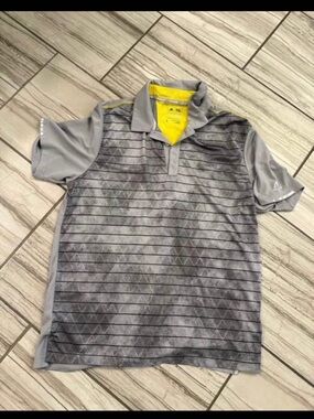 adidas Men's Gray and Yellow Polo Shirt